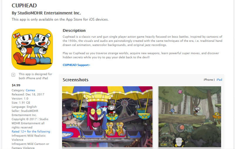 Illustration for article titled Bootleg Cuphead Port Quickly Pulled From iTunes